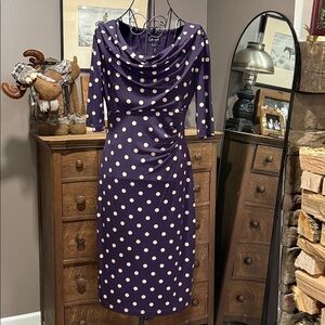 connected apparel Purple Polka Dot Cowl Midi Dress